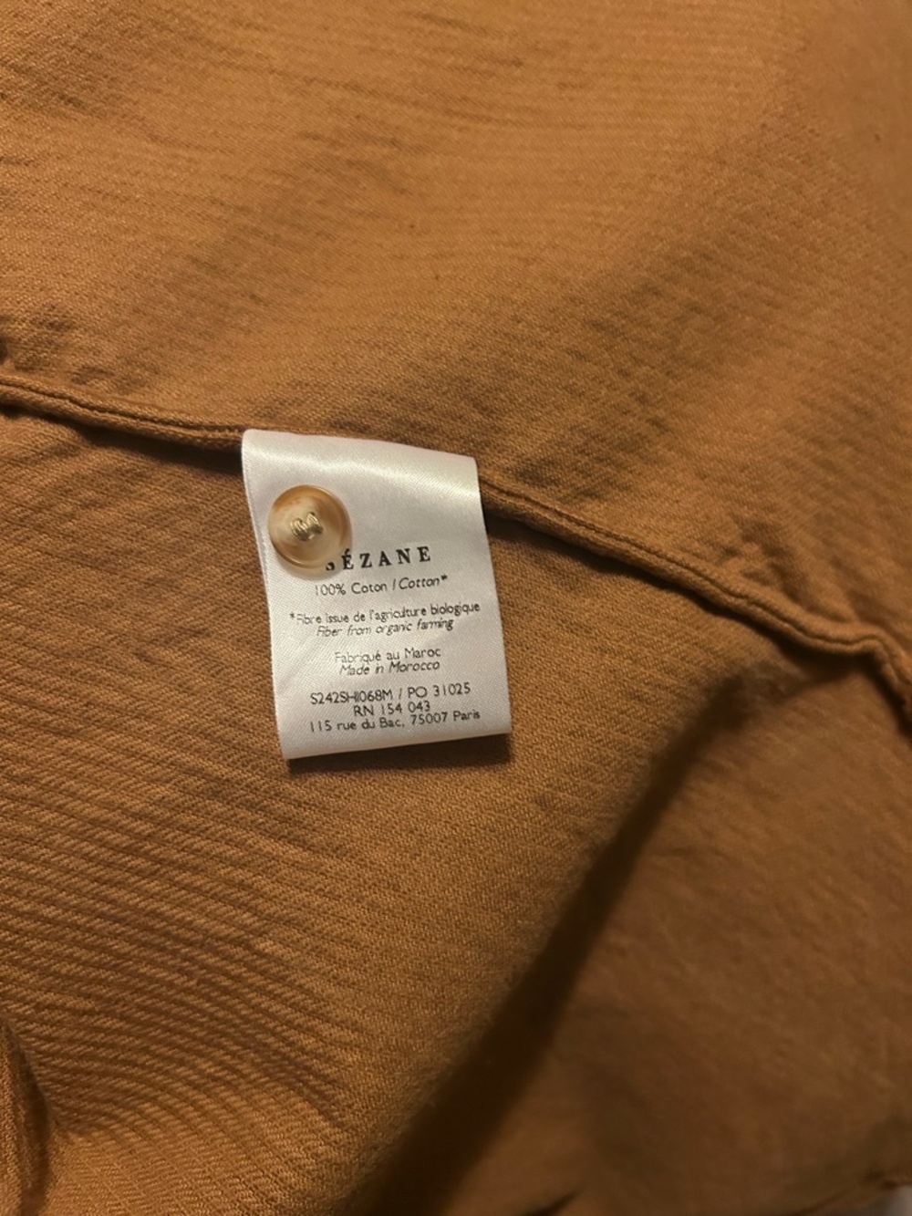 Sézane Max shirt EUC Corduroy Button-Up Shirt in Warm Caramel - Picture 6 of 7